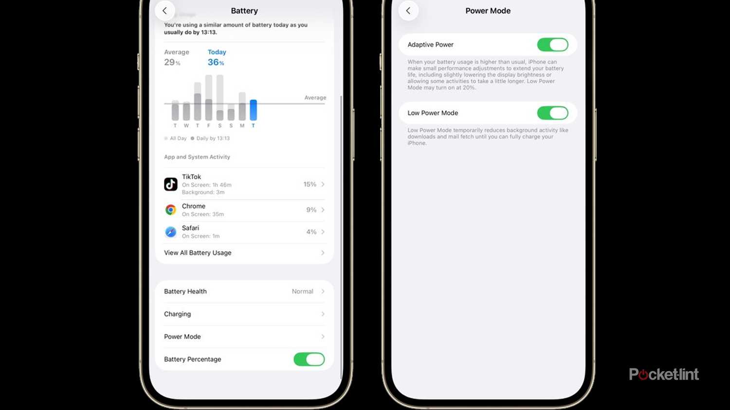 Turning on Adaptive Power Mode in iOS 26.