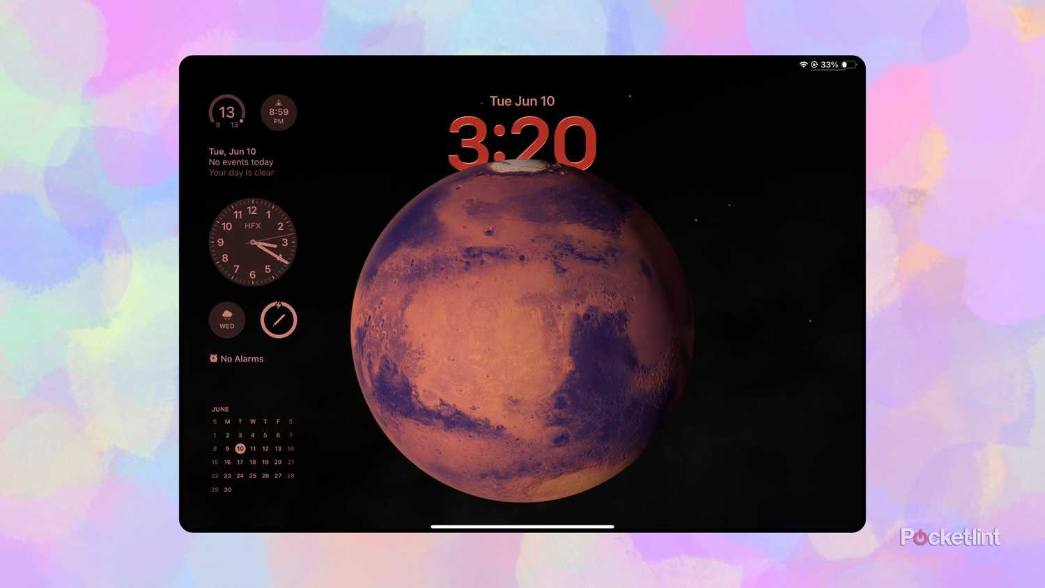 A lockscreen in the iPadOS 26 developer beta.