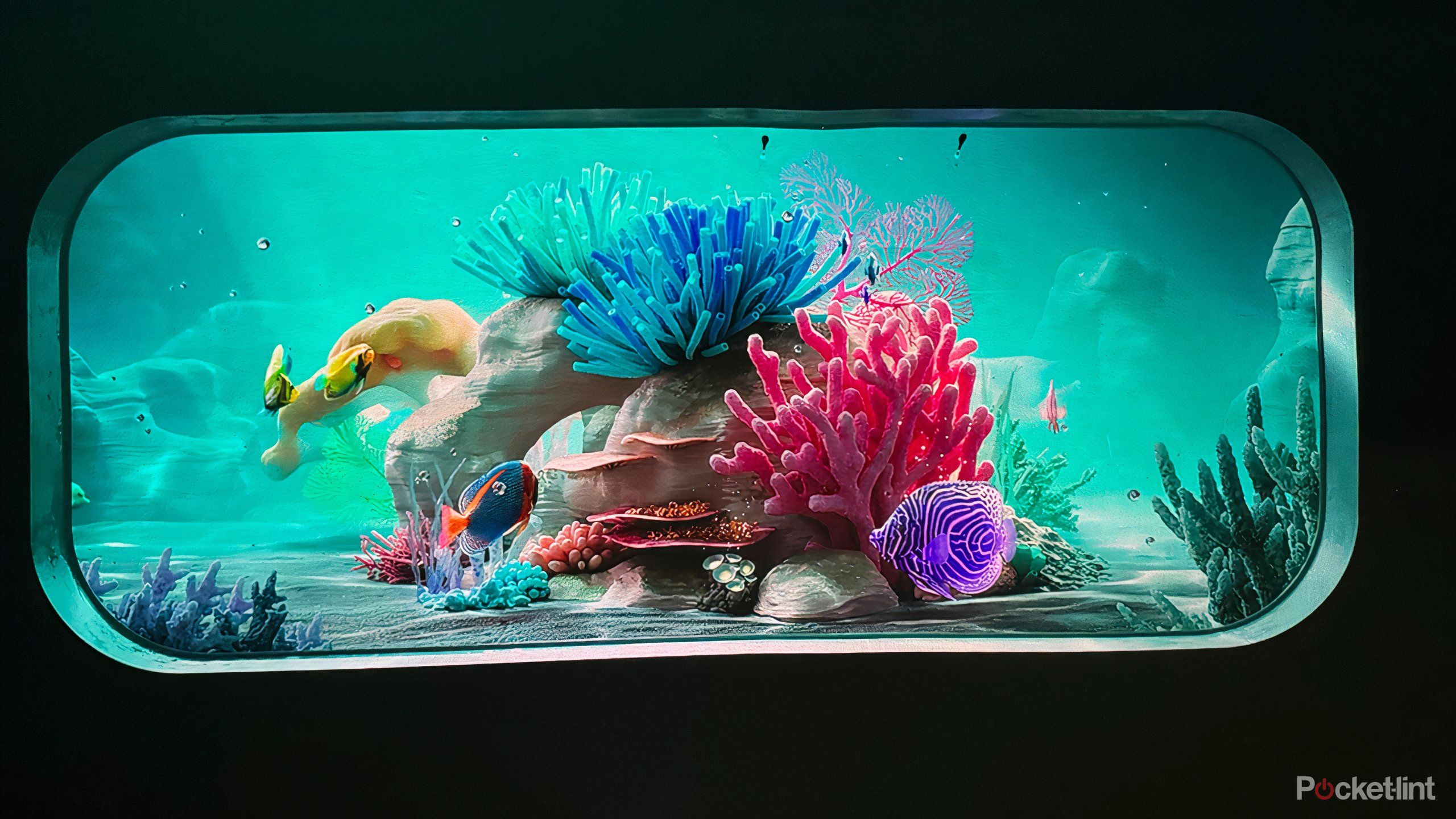 Ambient fishtank display on Samsung Premiere 5 Projector. 
