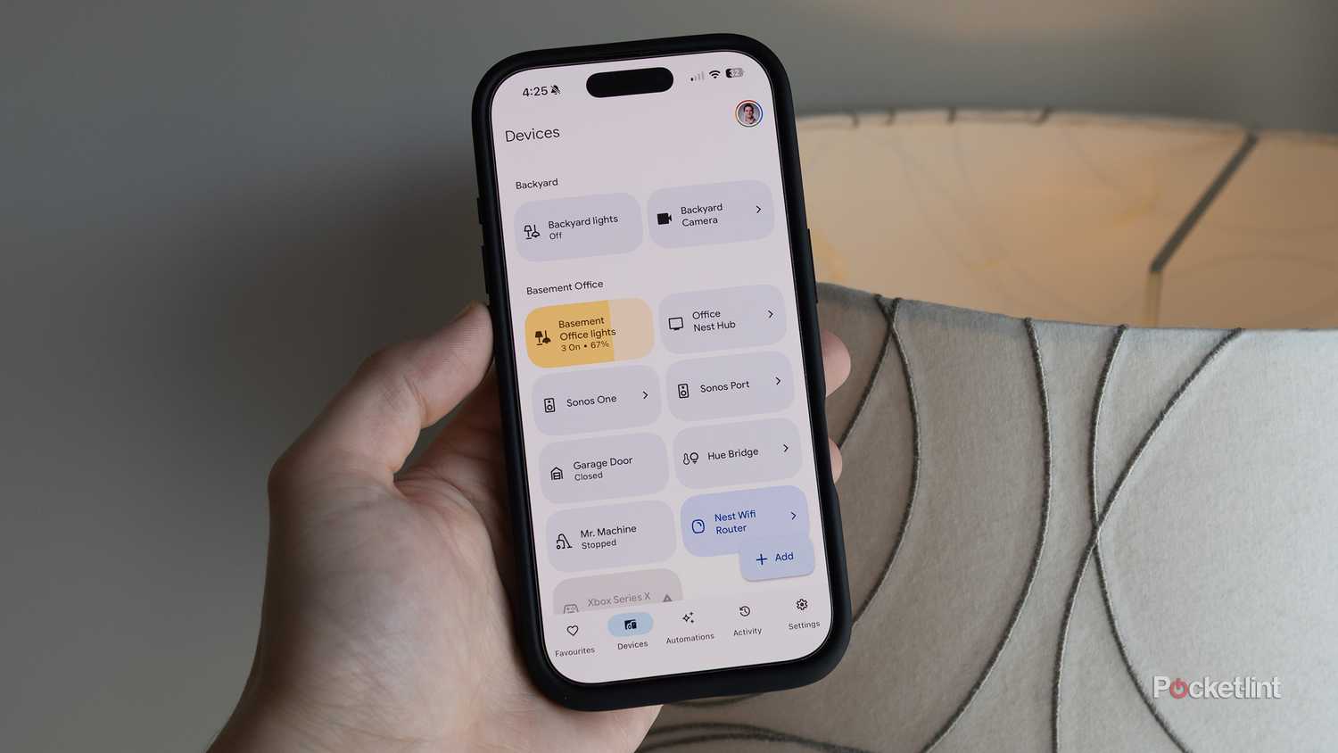 The Google Home app on an iPhone.
