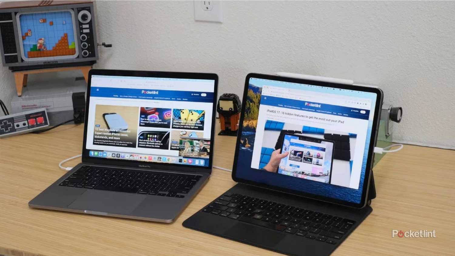 An iPad Pro mirroring to a MacBook.