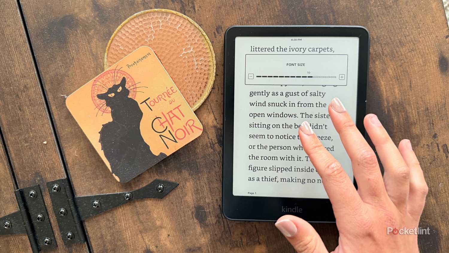 Quickly changing the font on Kindle. 