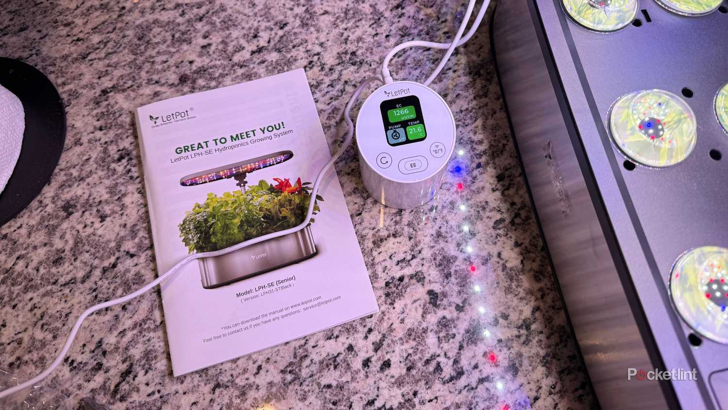 An instruction manual and a monitor. 