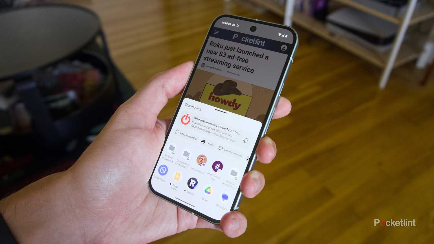 The Android Share sheet, with apps and printing as options.