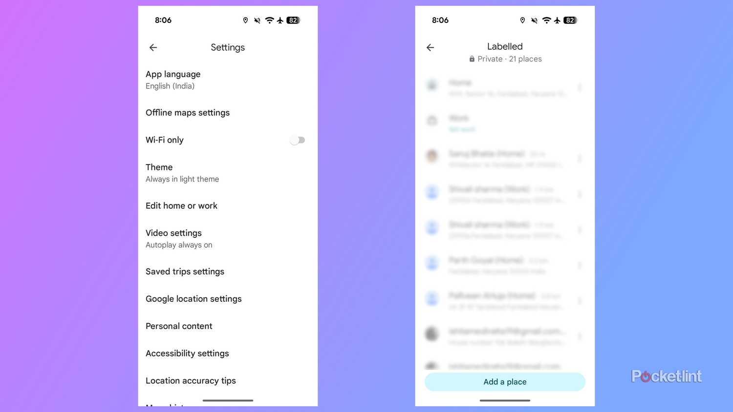 Setting up home and workplace in Google Maps