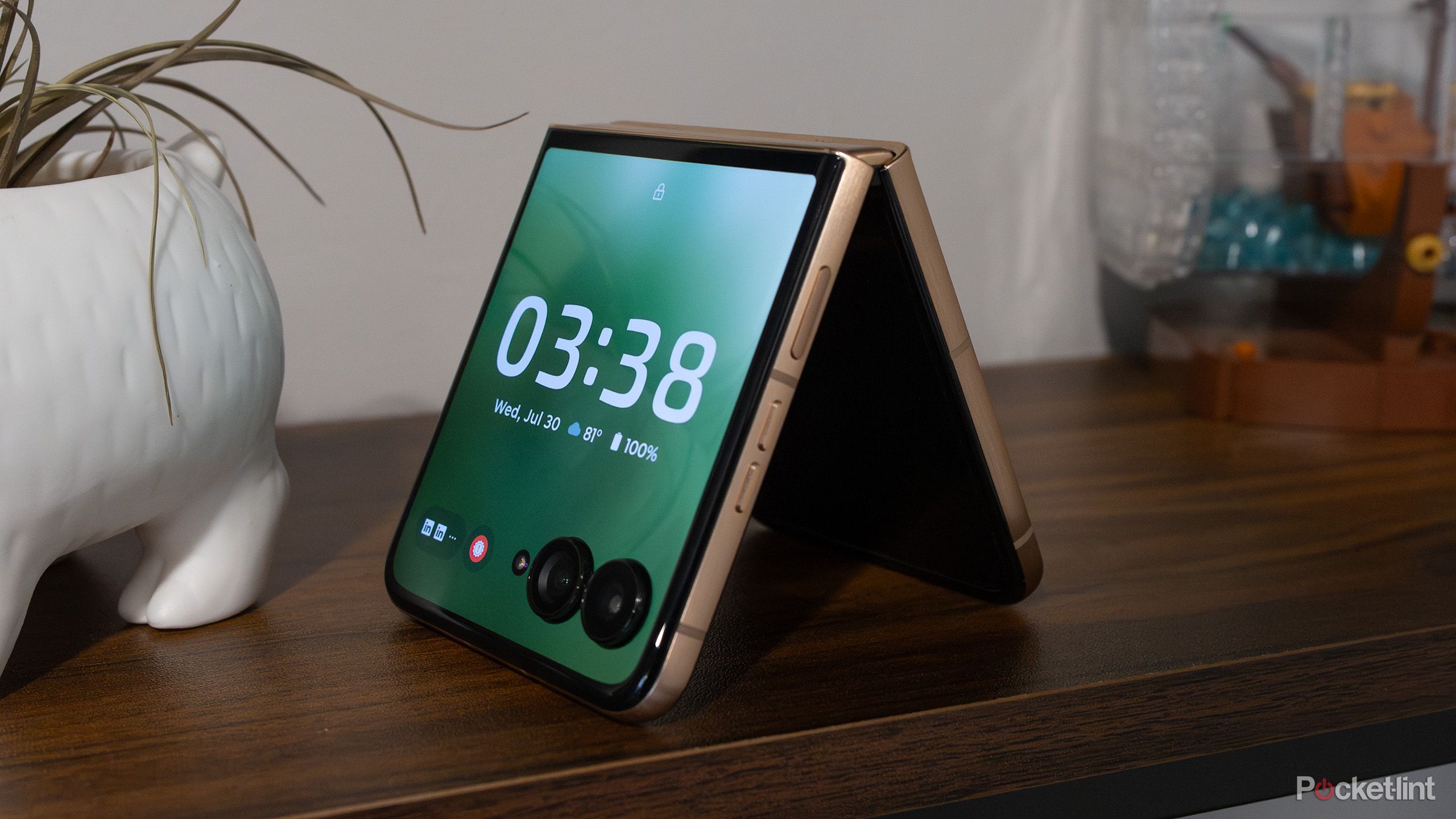 The Moto Razr Ultra (2025) on a shelf 