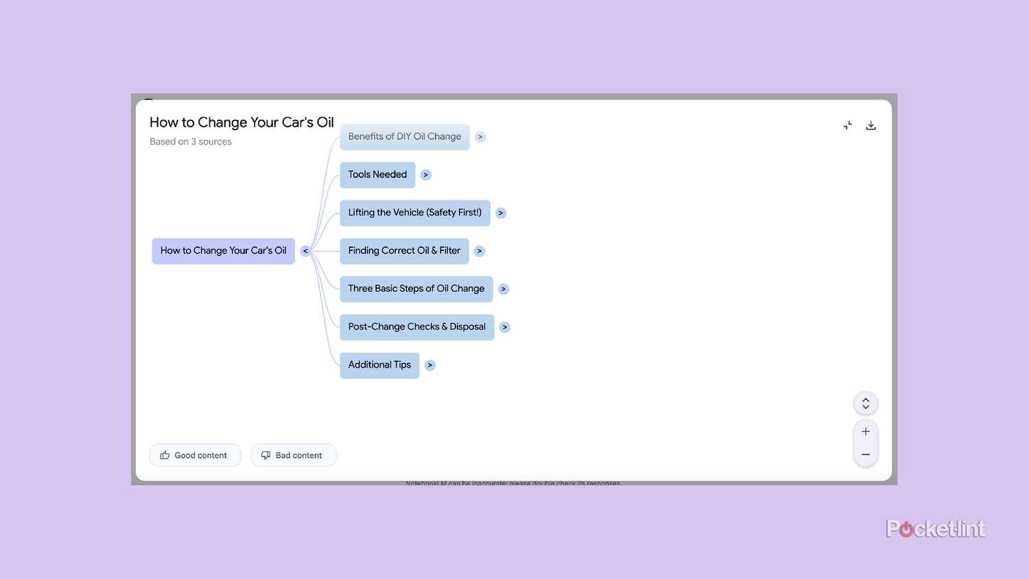 Using NotebookLM and Mind Map to learn how to change my oil