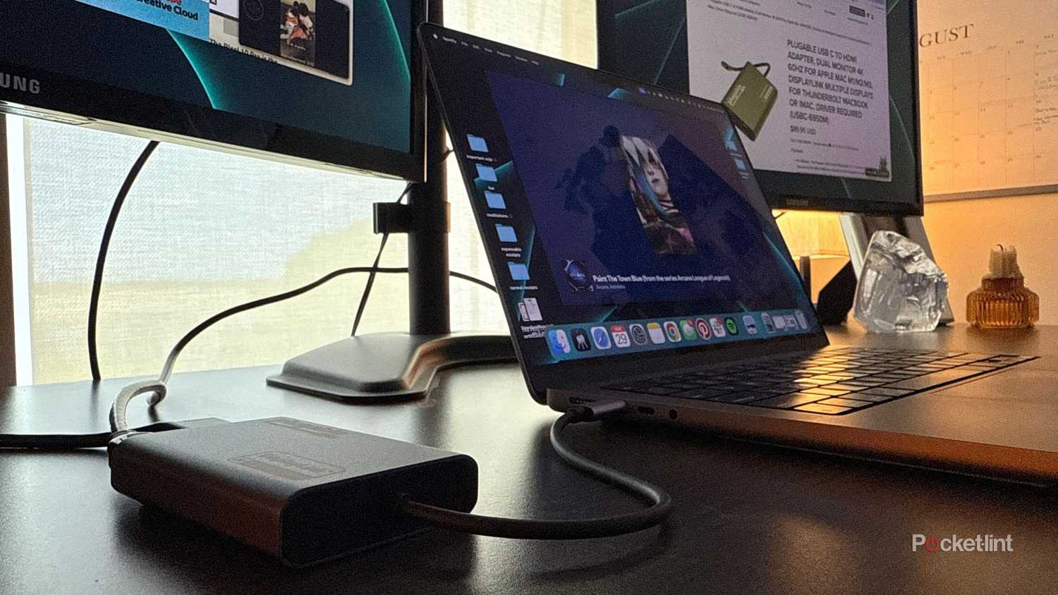 A dock plugged into a laptop