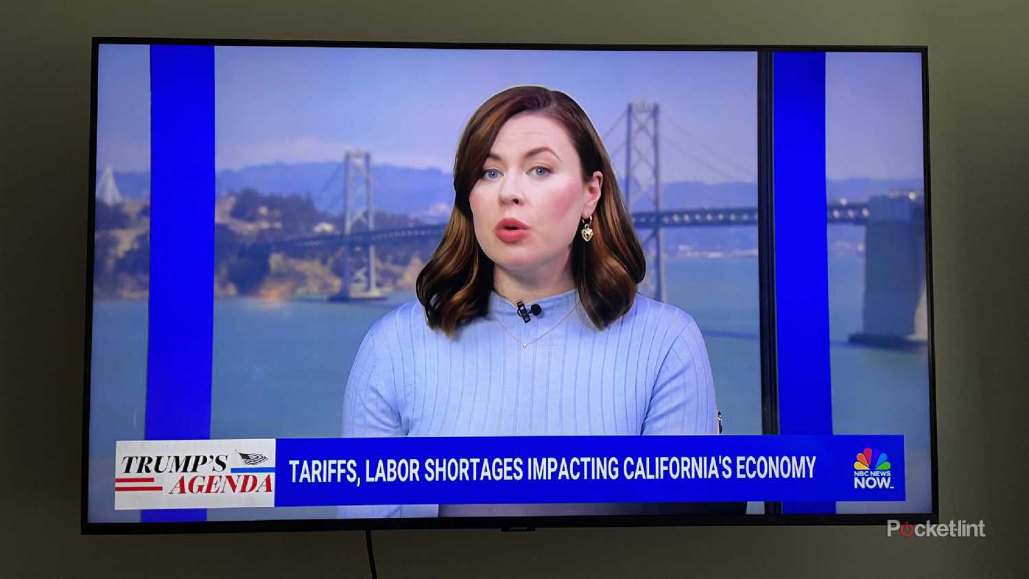 A Samsung Smart TV with the news on