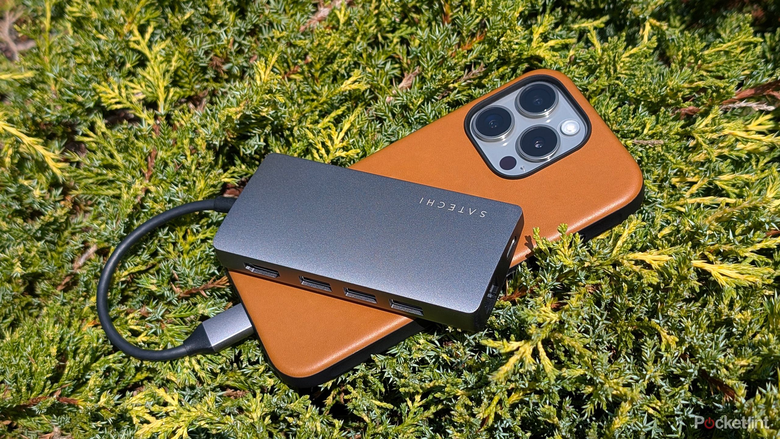 A USB-C hub and the iPhone 15 Pro