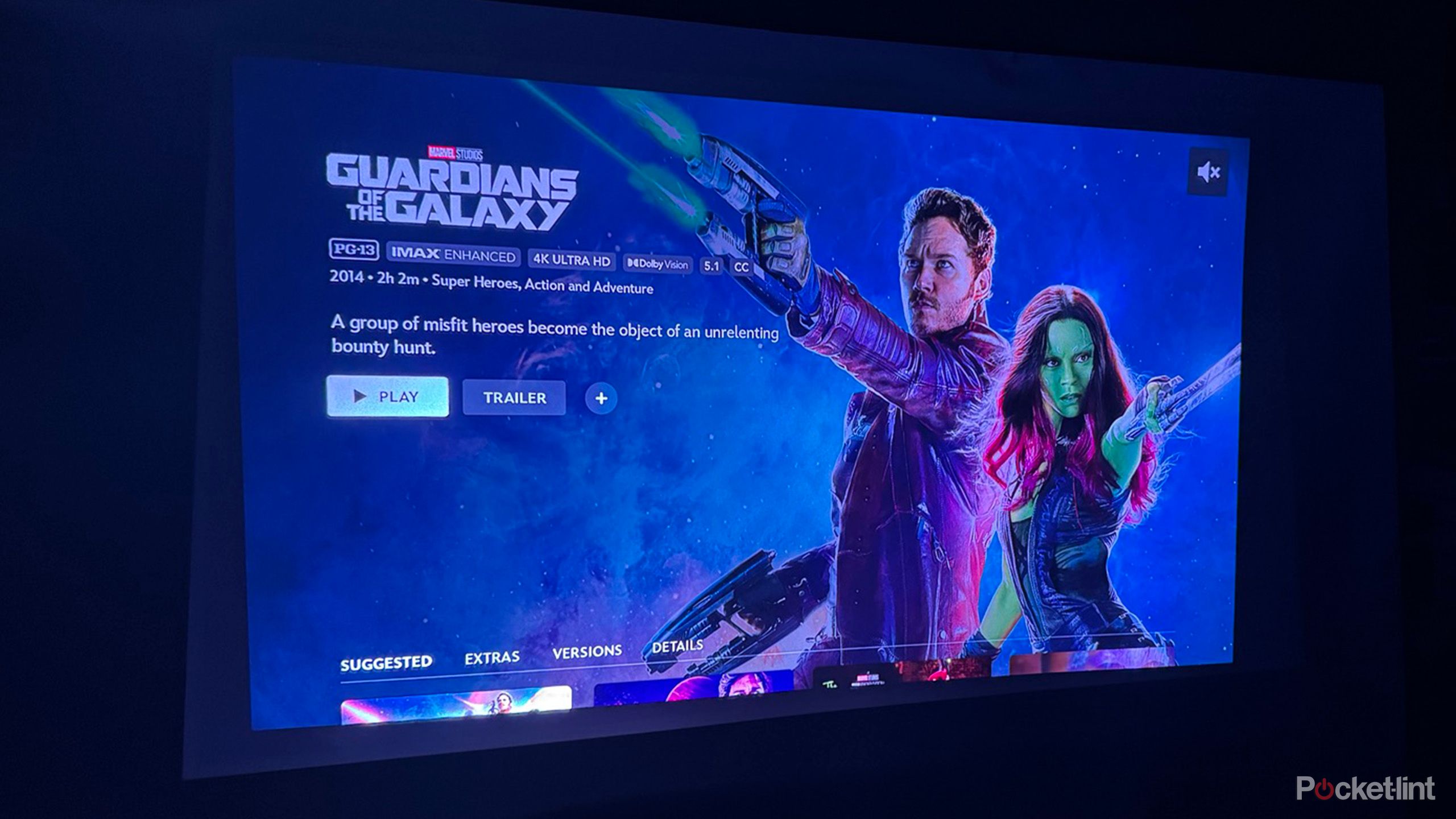 Disney+ title on Valerion projector screen