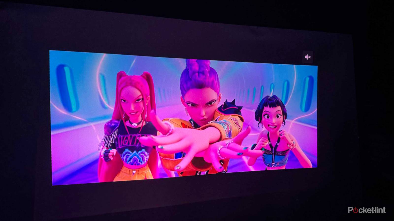 Valerion projector screen playing Kpop Demon Hunters on Netflix.