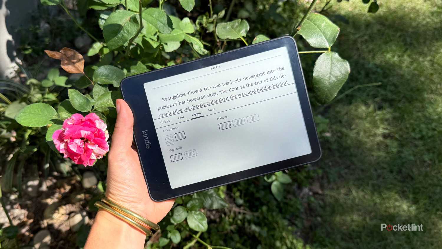Putting a Kindle in Landscape mode.