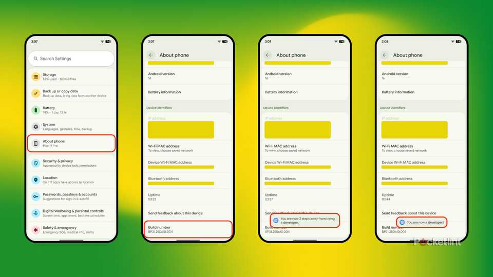 Android Developer options screenshots 1