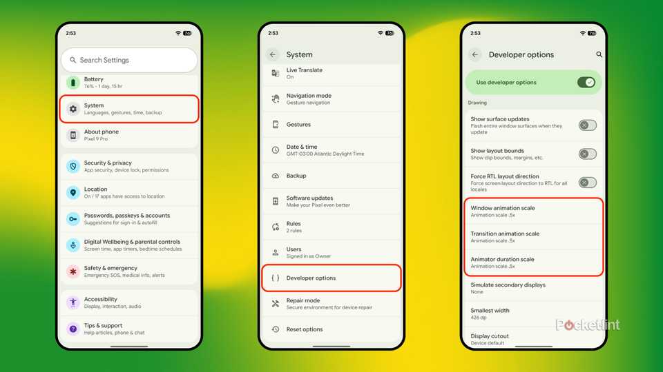 Android Developer options screenshots 2