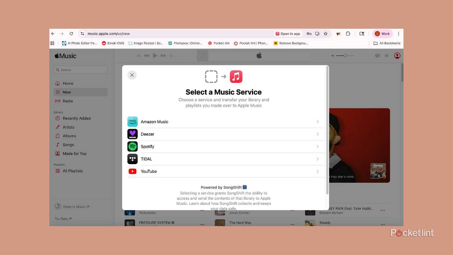 Transfer music in Apple Music and choose a music service