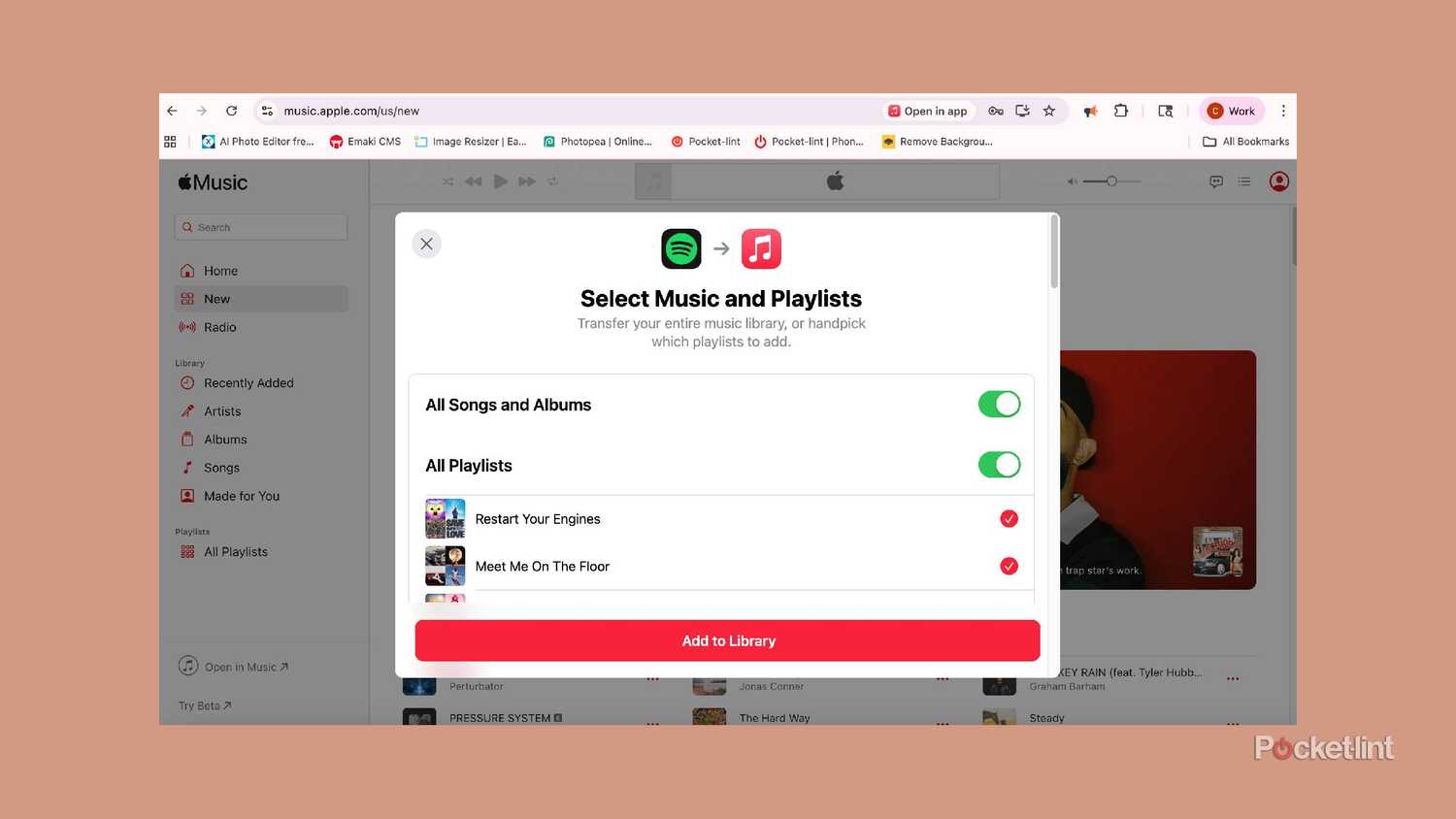 Apple Music transfer playlists from Spotify.