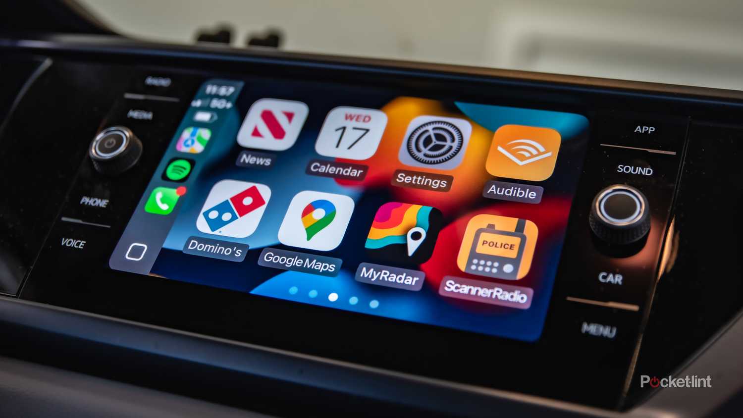A still photo of an Apple CarPlay app screen.