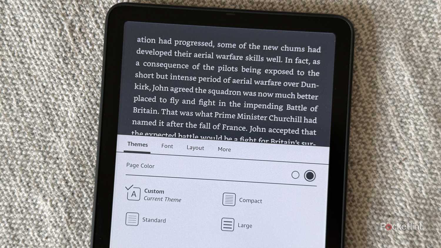Kindle Colorsoft page color feature.