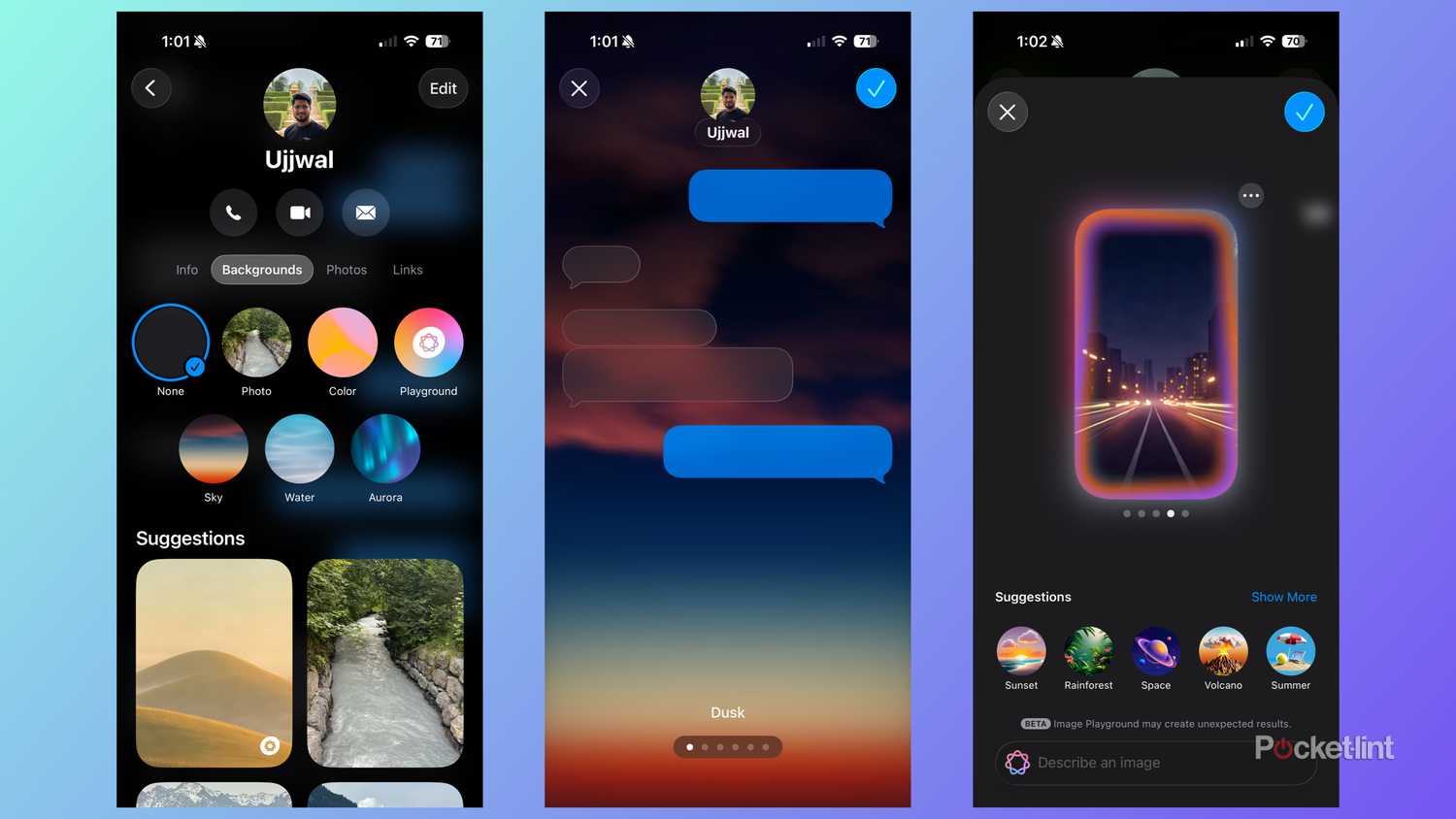 Custom backgrounds in iMessage on iOS 26