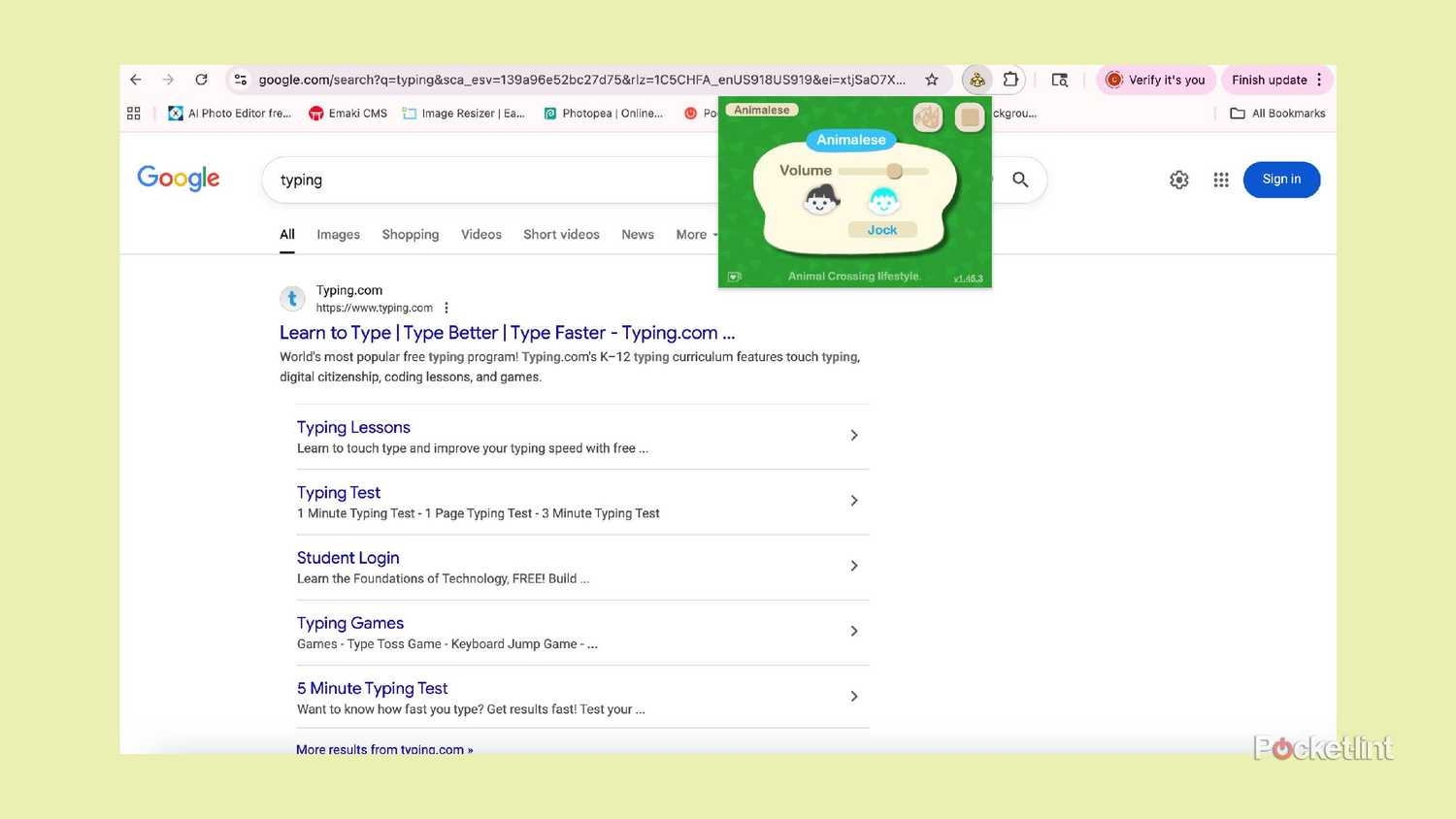 Animalese Chrome extension