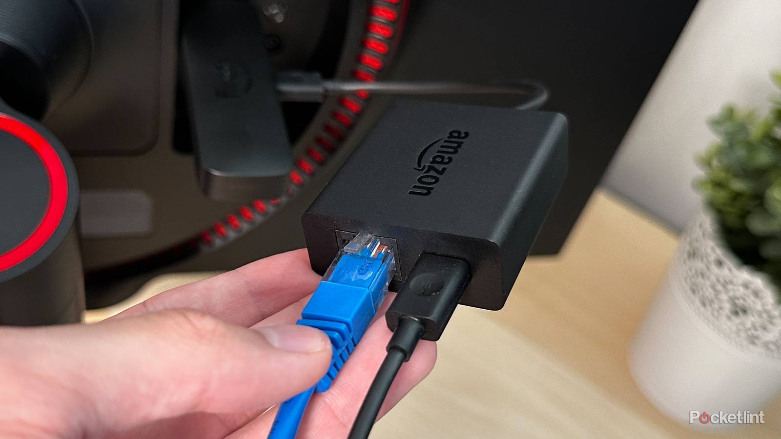 Ethernet adapter connected to Fire TV Stick 4K Max.