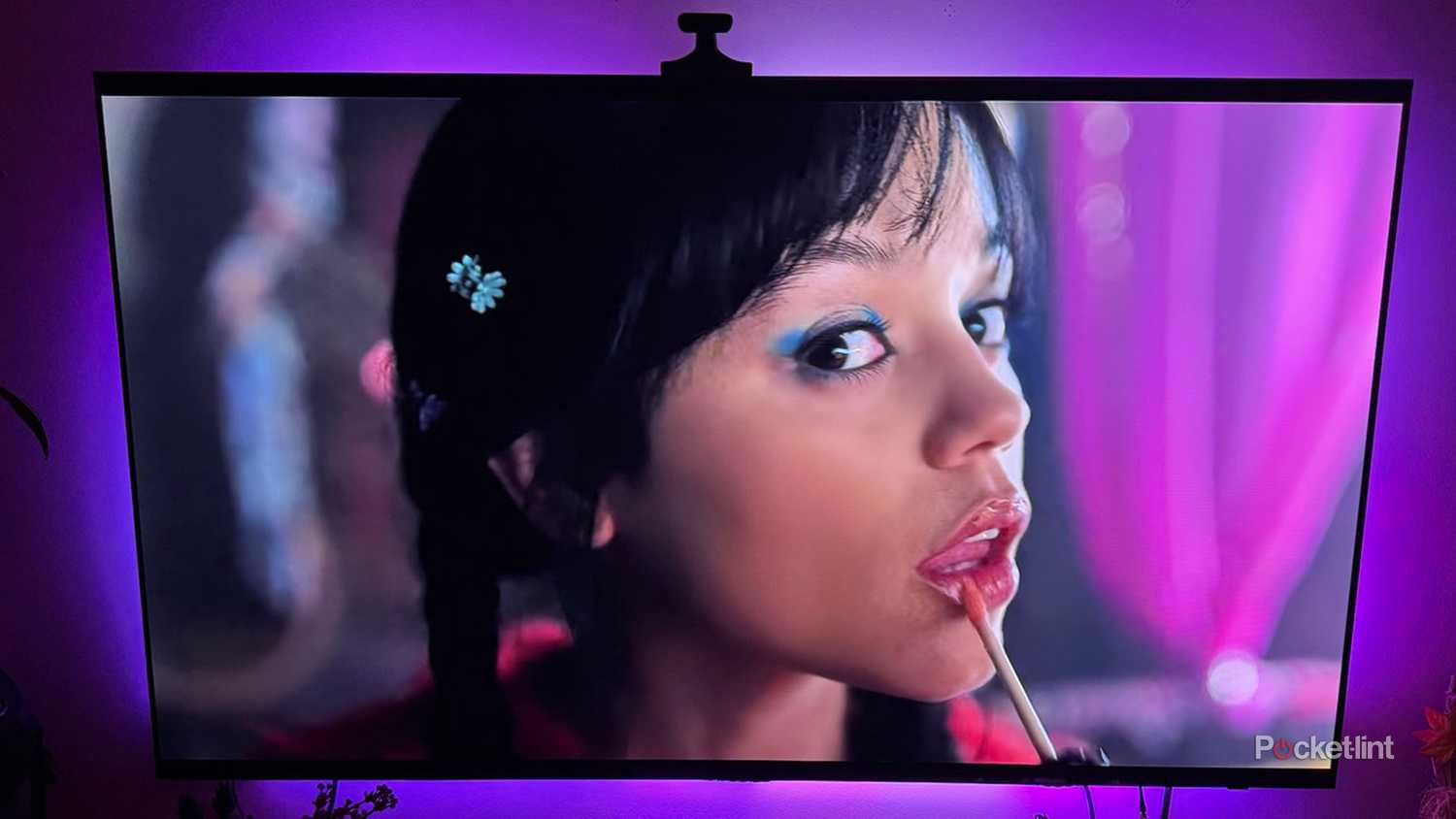 Wednesday on an OLED TV with the Govee Backlight 3 Pro.