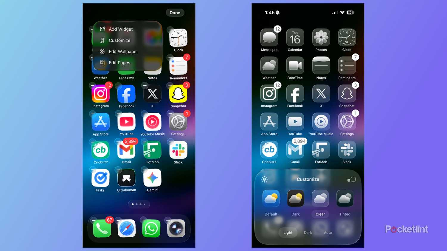 Clear glass icons in iOS 26