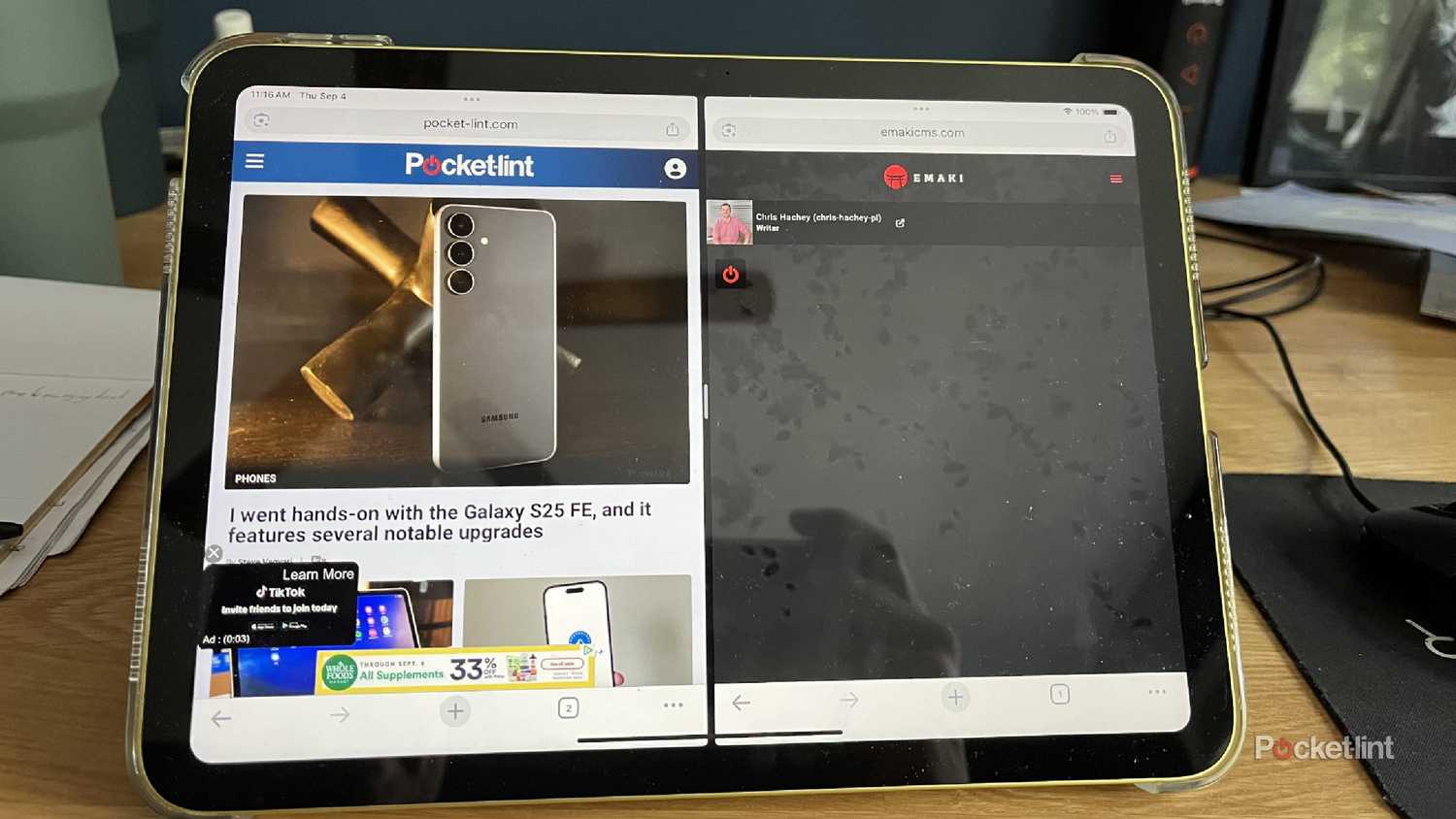 Split View with Pocket-lint and Emaki on an iPad.