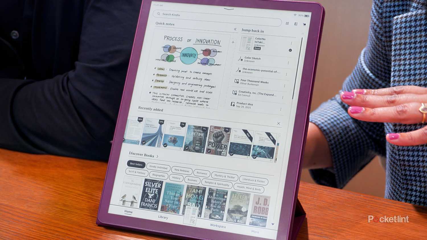 The homescreen on a Kindle Scribe Colorsoft.
