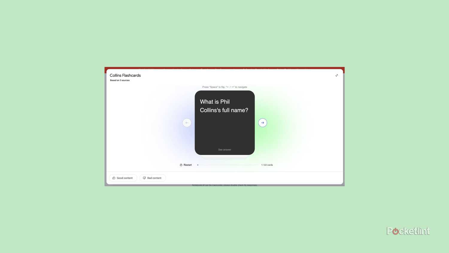 notebooklm with a specific flashcard