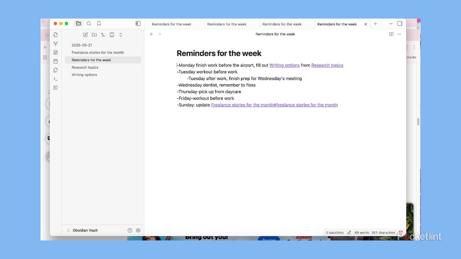 obsidian with Markdown links