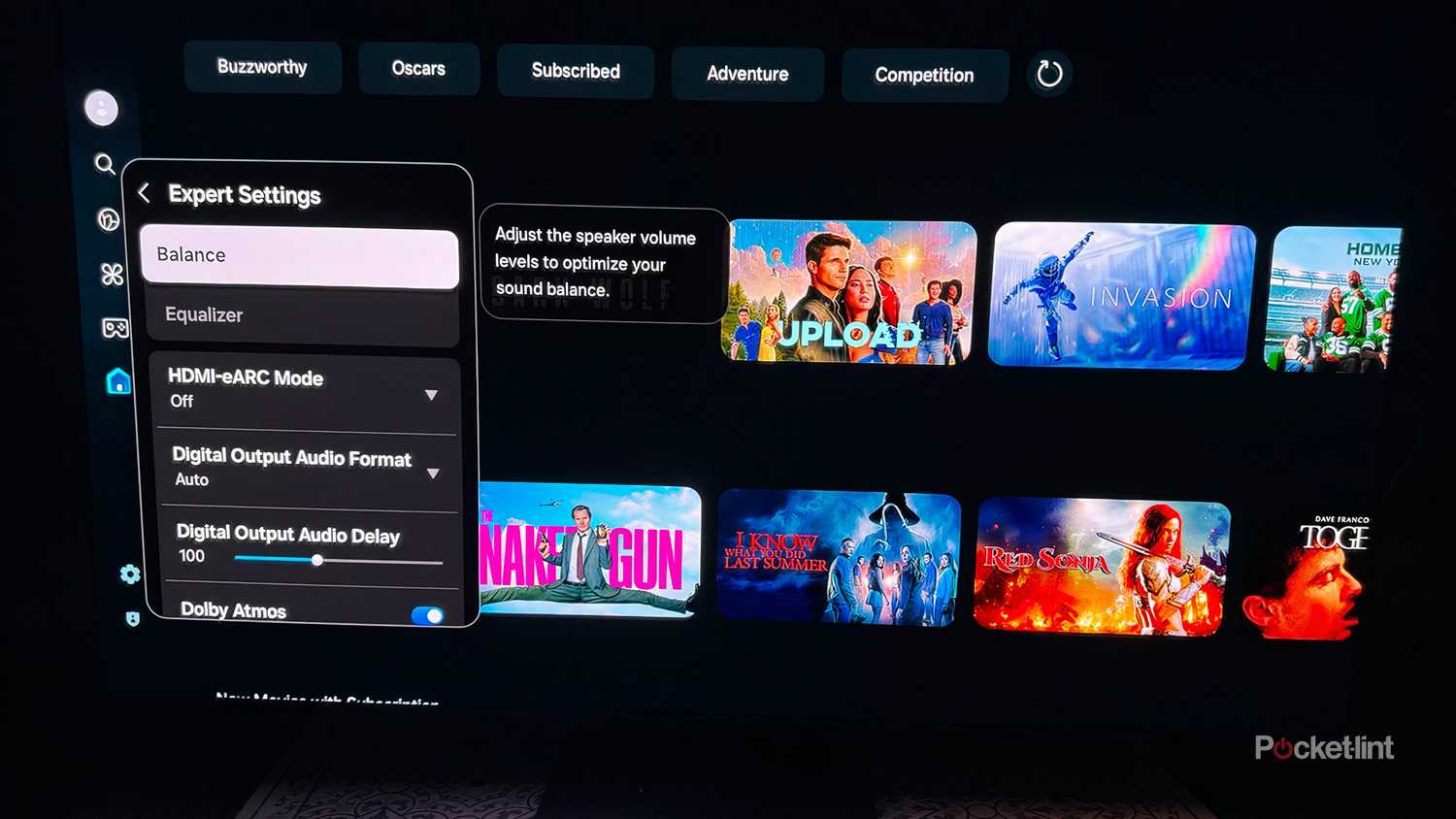 Settings on Samsung OLED S90F smart TV.