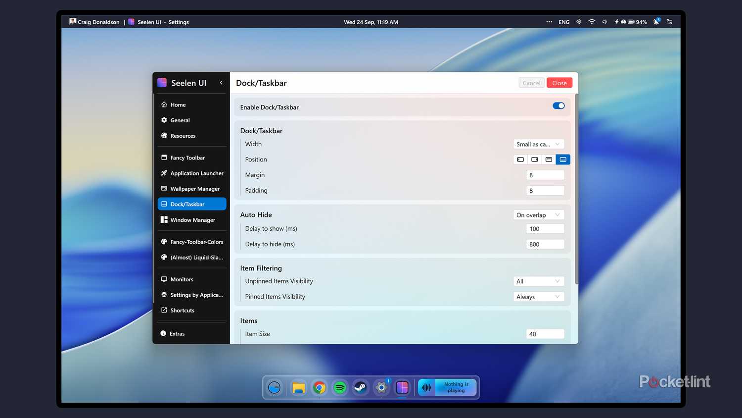 Seleen UI settings.