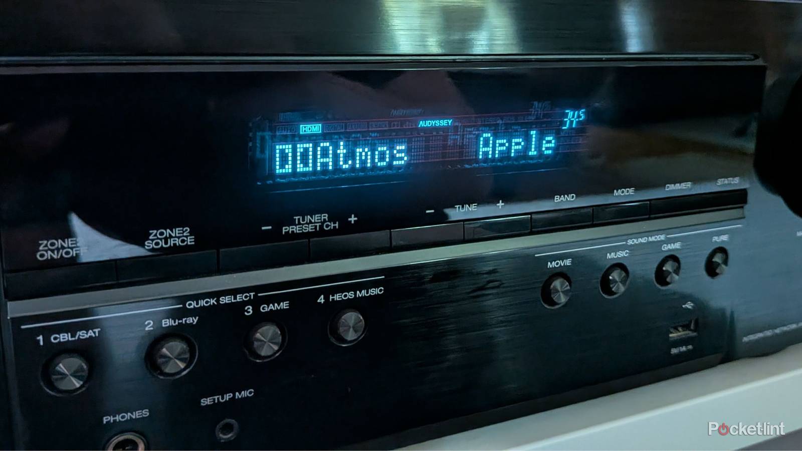 Dolby Atmos displayed on receiver.