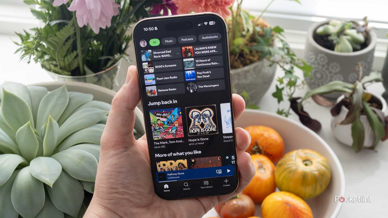 Spotify on an iPhone.
