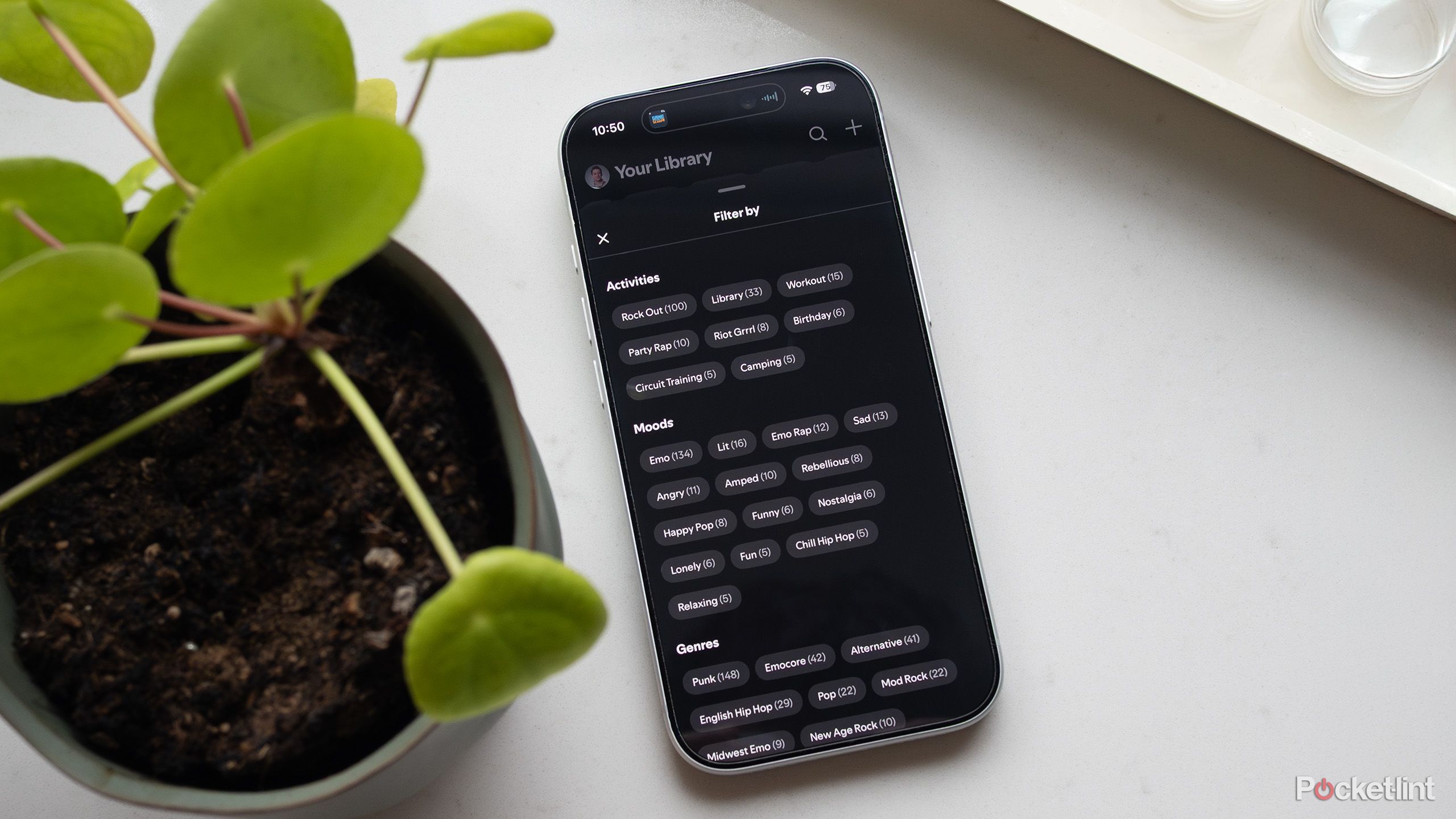 Spotify filters on an iPhoen 17 Pro 