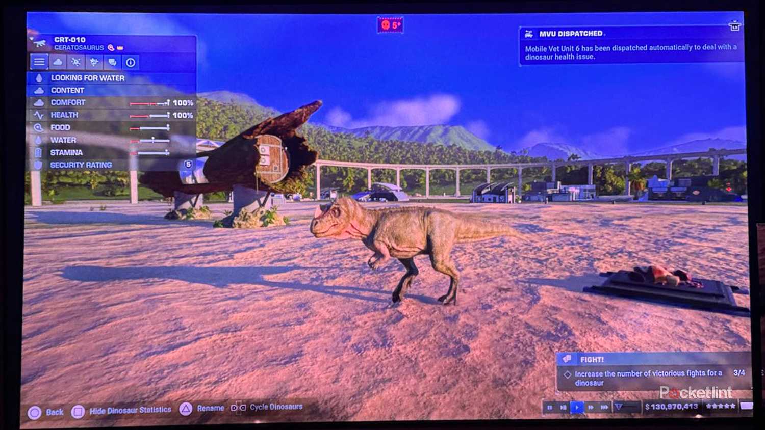 PS5 Jurassic World game on Valerion projector