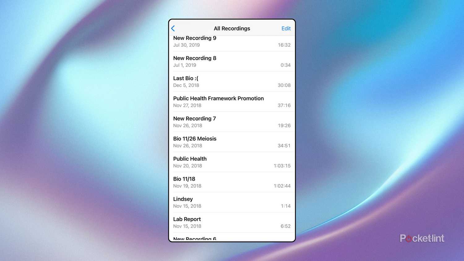 Voice Memo recordings. 