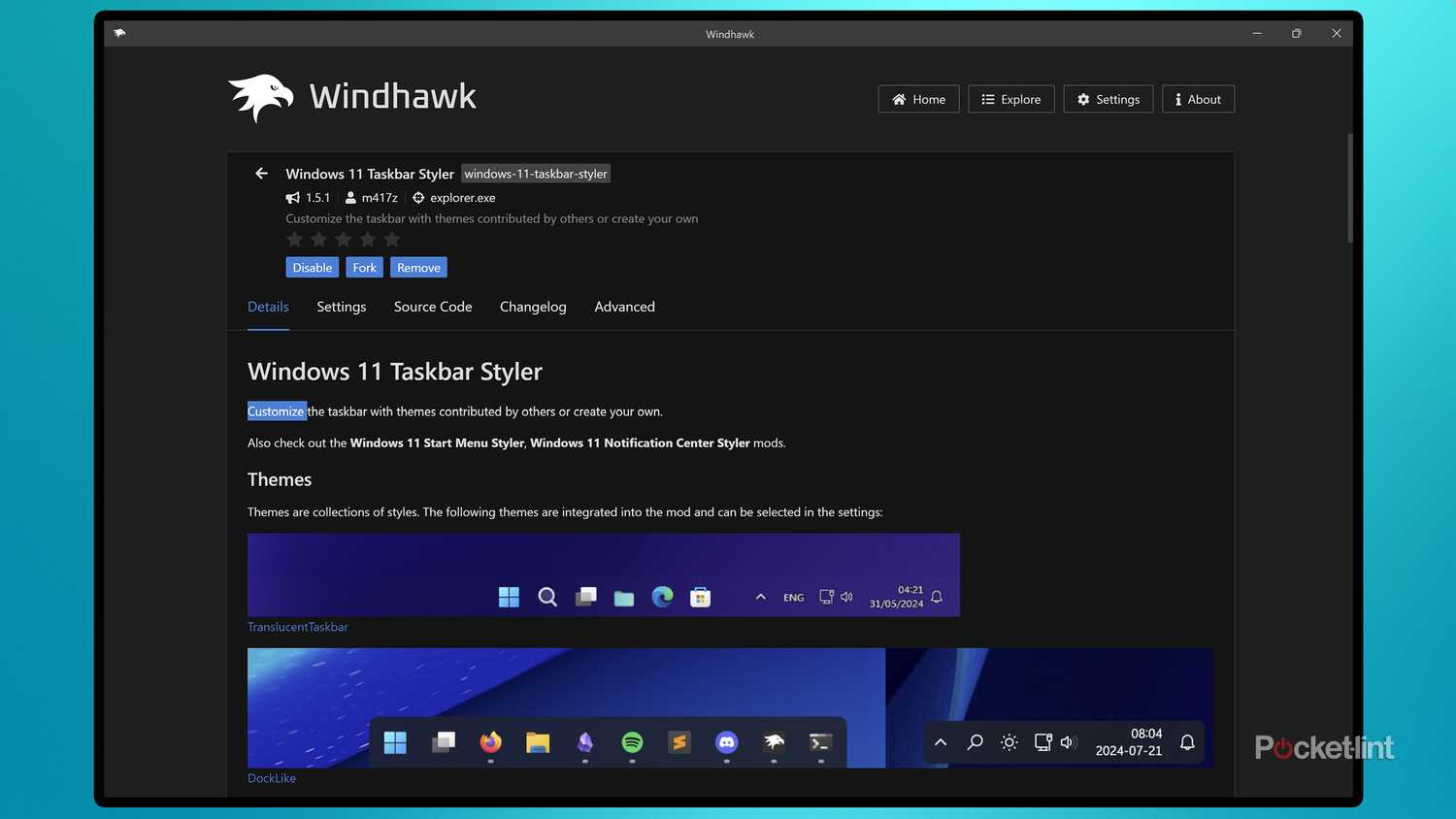 Windhawk taskbar styler mod.