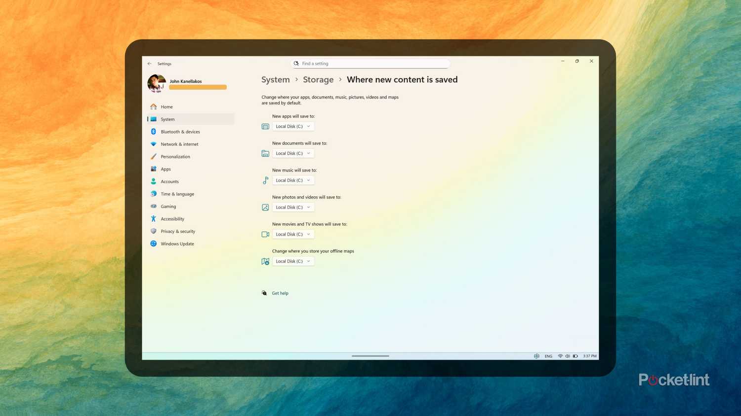 Windows 11 Where new content is saved screenshot