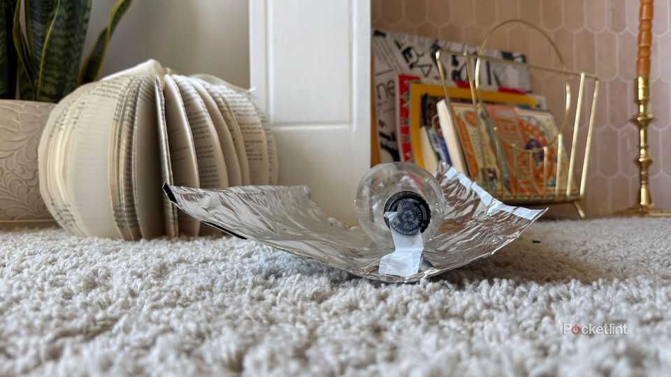 A waterbottle on tin foil.