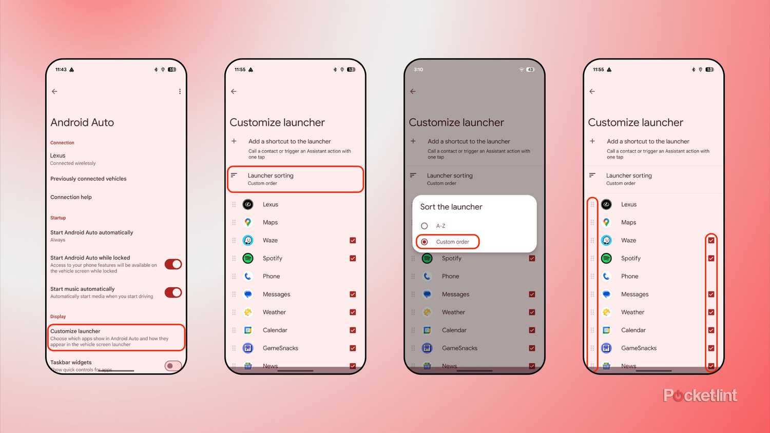 Android Auto customize the launcher screenshots