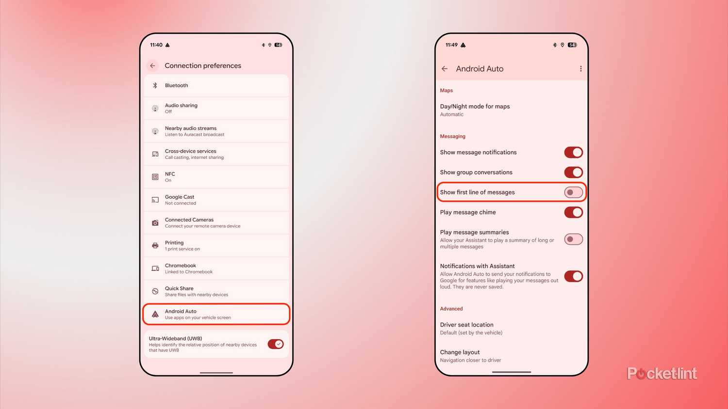 Android Auto obfuscate message notifications screenshots