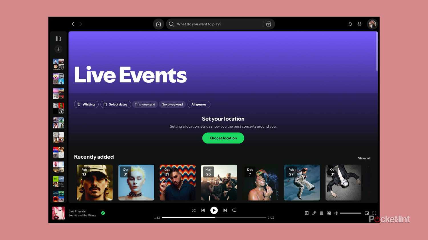 Spotify live events page