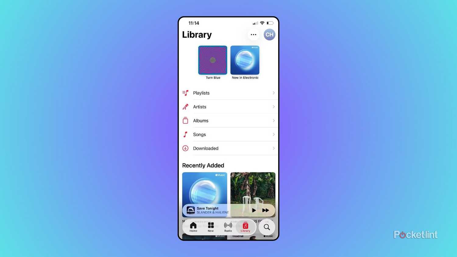 Apple Music pinned playlists.