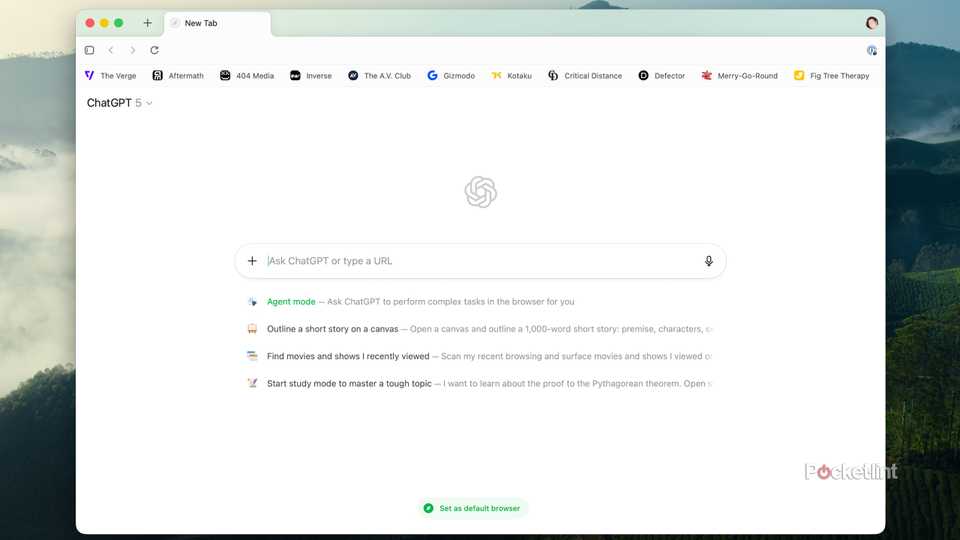 A new tab and an empty Ask ChatGPT prompt box from the ChatGPT Atlas browser.