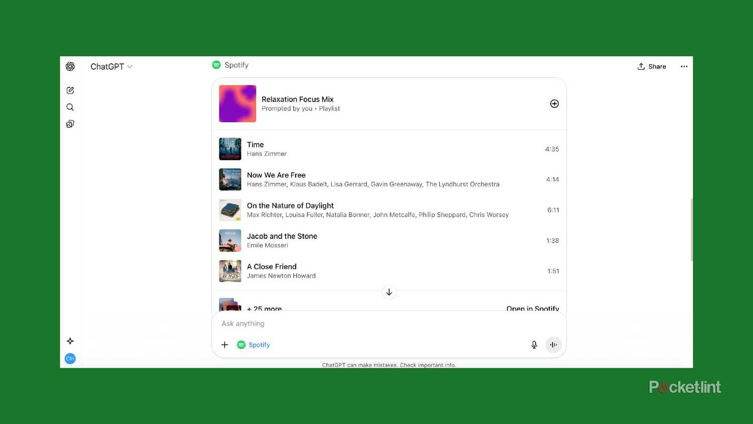 chatgpt making a spotify playlist