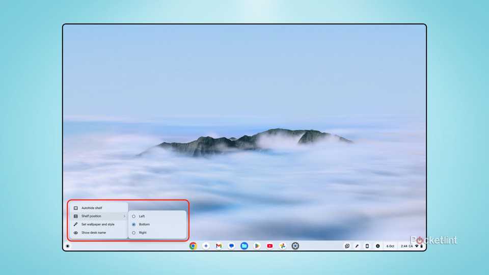 ChromeOS Shelf customization screenshot