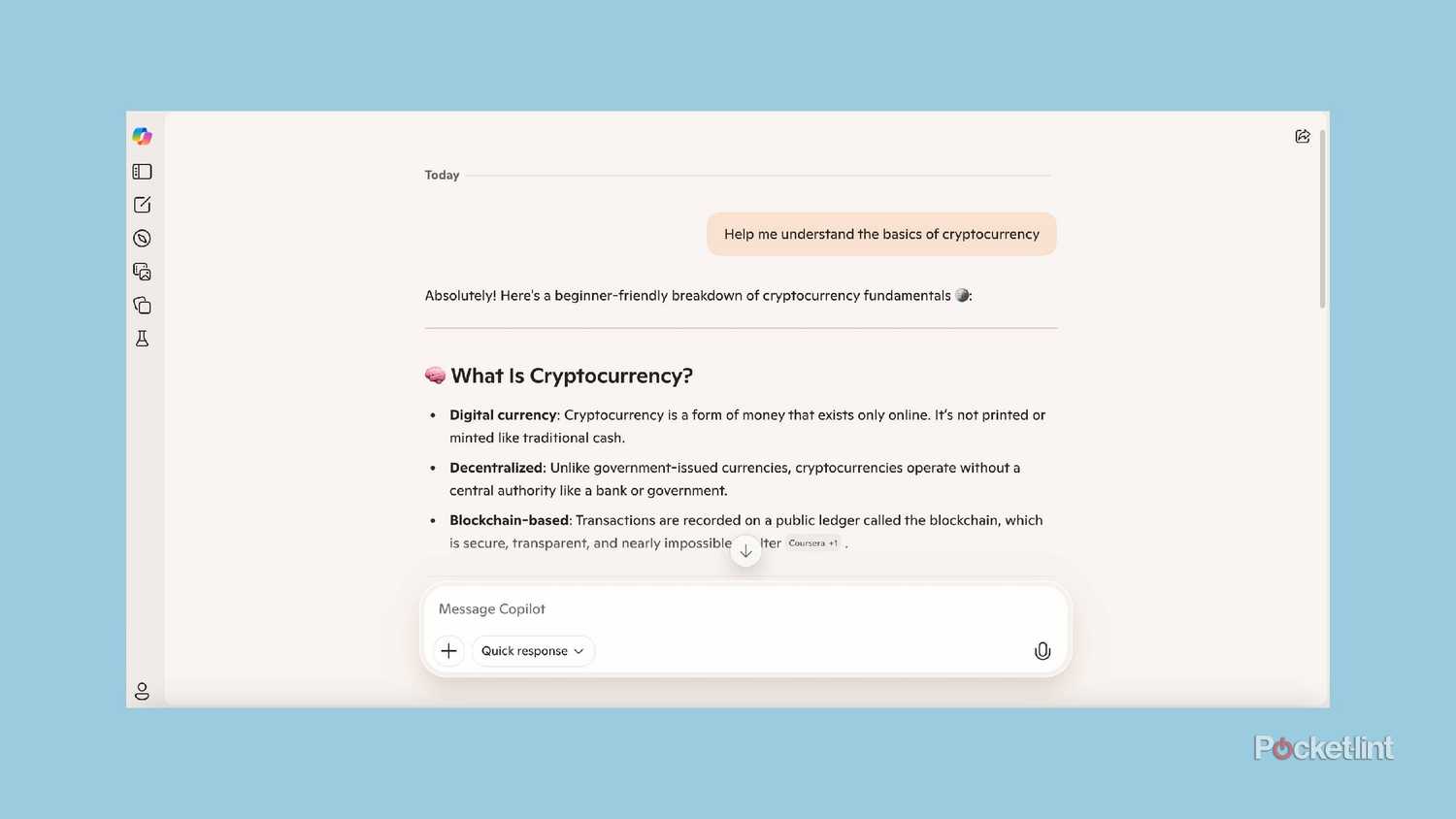 암호화폐에 대한 부조종사 응답.